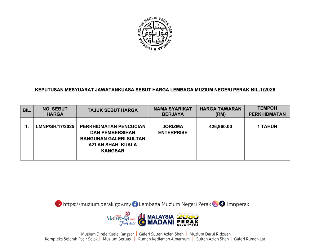 KEPUTUSAN SEBUT HARGA 2026  2